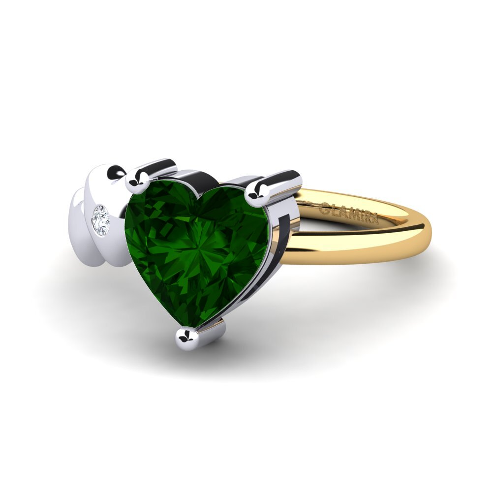 14ct Yellow & White Gold Green Tourmaline Ring Elauna