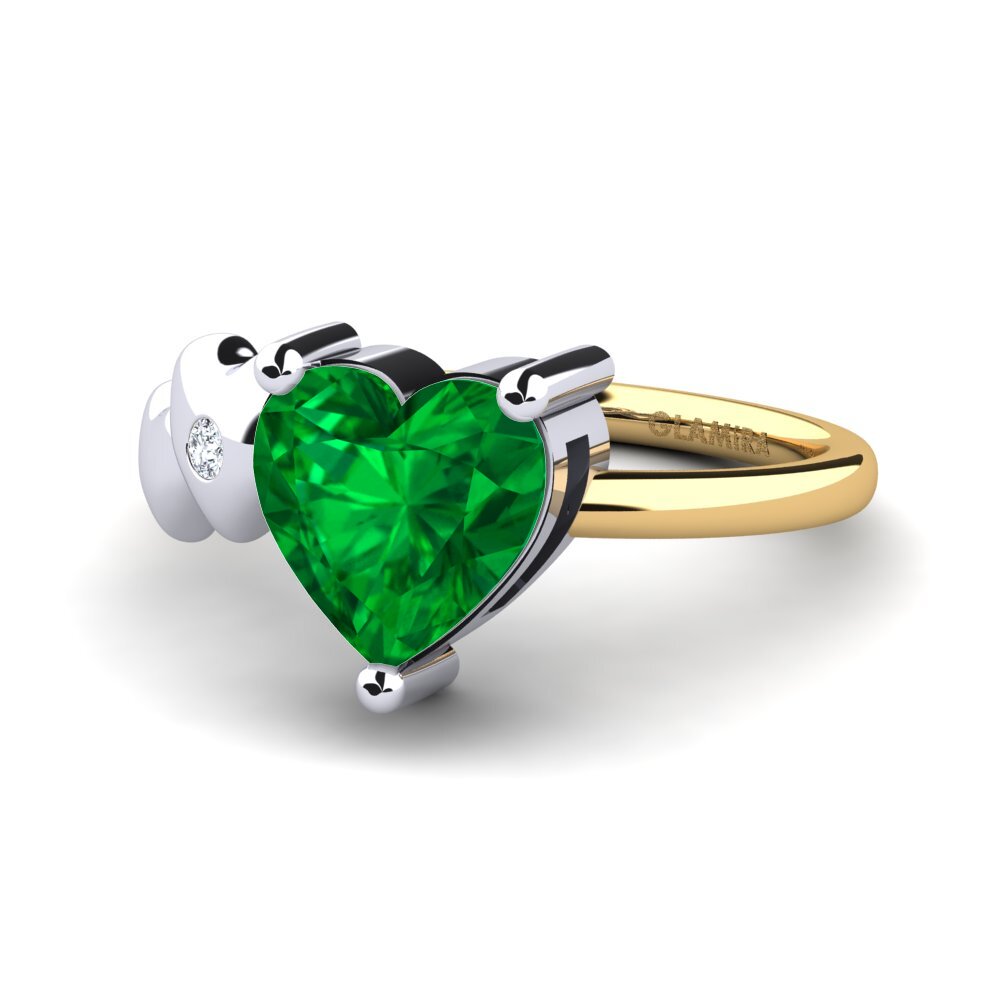 18ct Yellow & White Gold Emerald (Lab Created) Ring Elauna