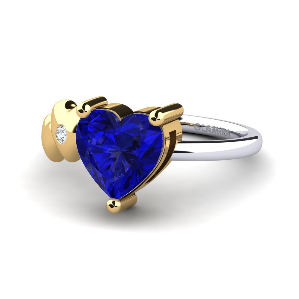 18ct White & Yellow Gold Sapphire (Lab Created) Ring Elauna