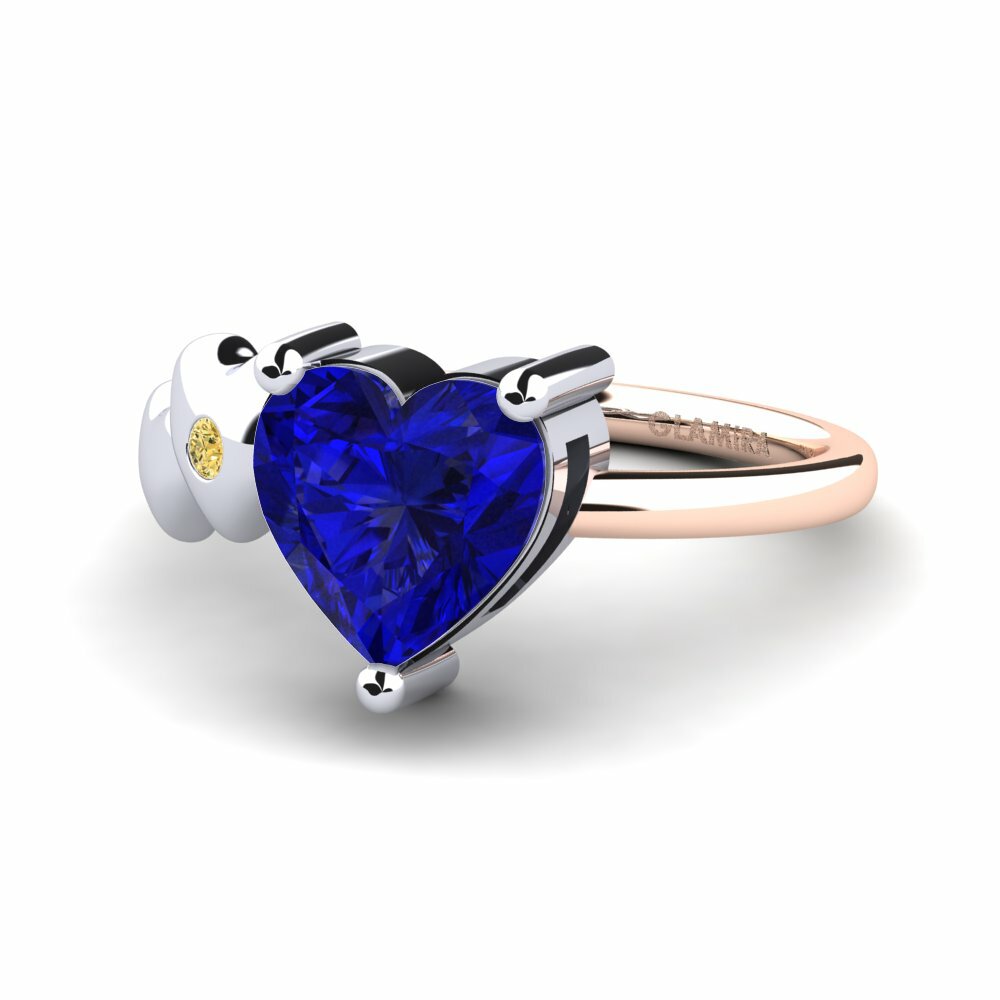 Heart 1.5 Carat Heart Sapphire (Lab Created) 14k Rose & White Gold Ring Elauna