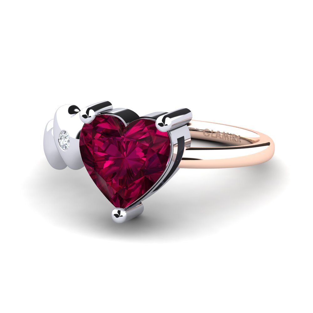 18ct Rose & White Gold Rhodolite Garnet Ring Elauna
