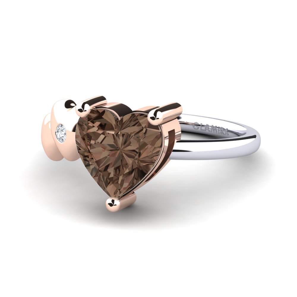 9ct White & Rose Gold Smoky Quartz Ring Elauna