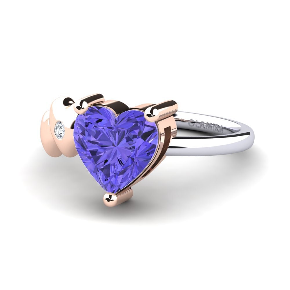 14ct White & Rose Gold Tanzanite Ring Elauna