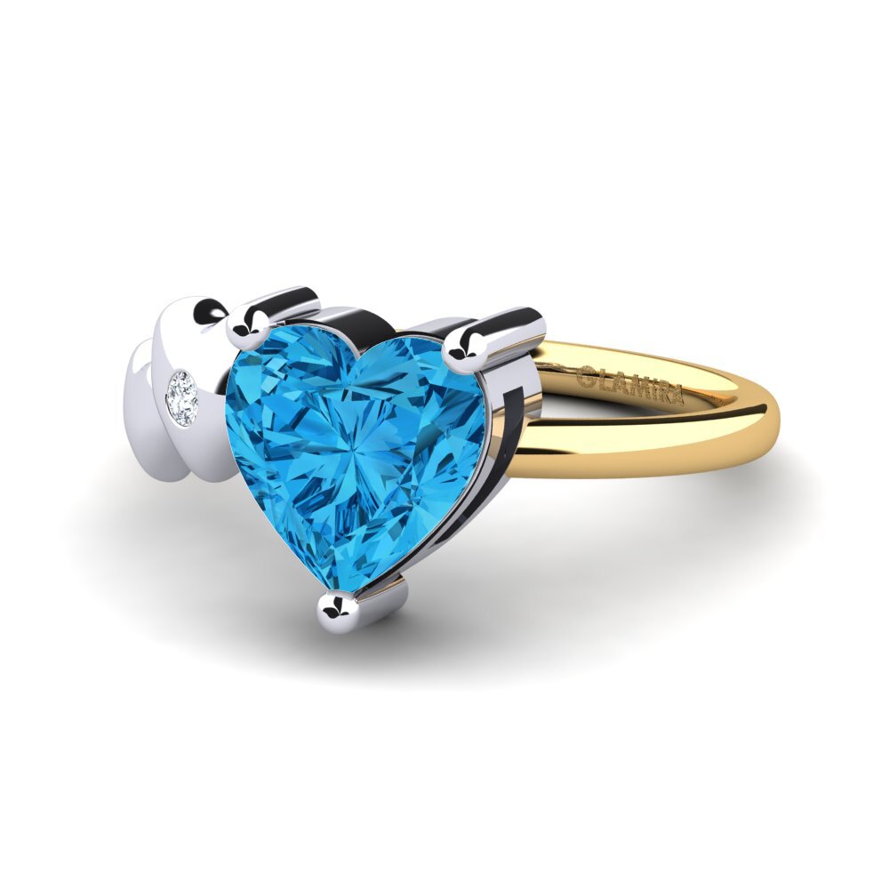 18ct Yellow & White Gold Blue Topaz Ring Elauna