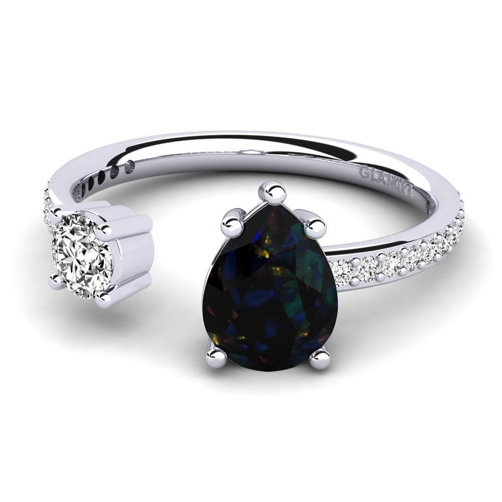 Schwarzer Opal Verlobungsring Elayna