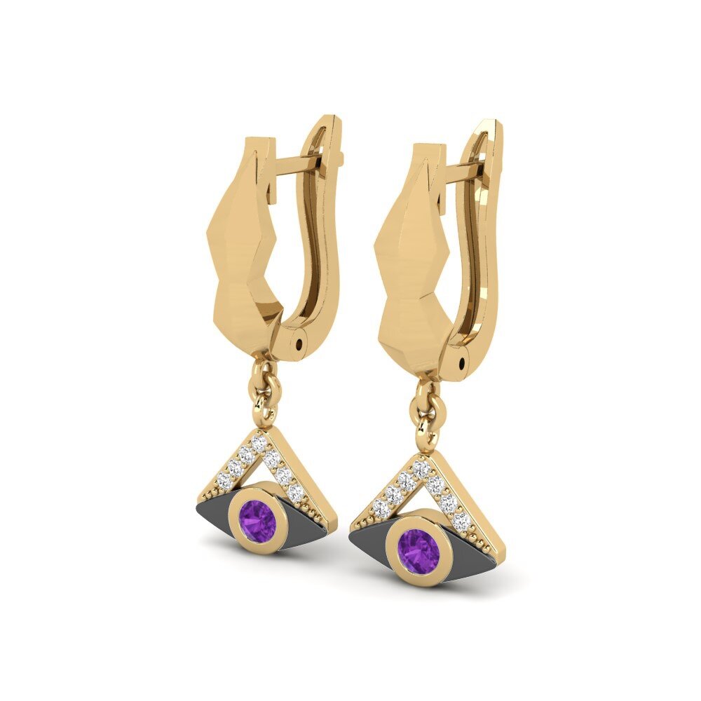 Améthyste Boucle d'oreille femme Elbellezza