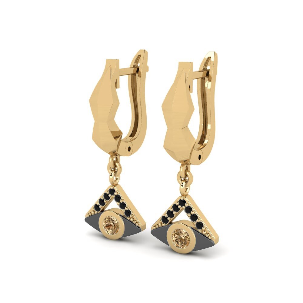 Diamant Brun Boucle d'oreille femme Elbellezza