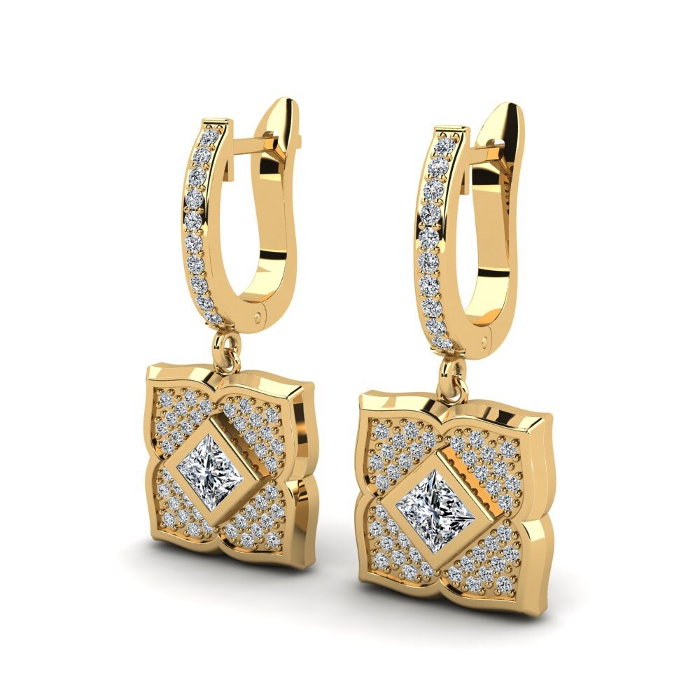 18k Oro Amarillo Princesa Pendiente de mujer Eleadora