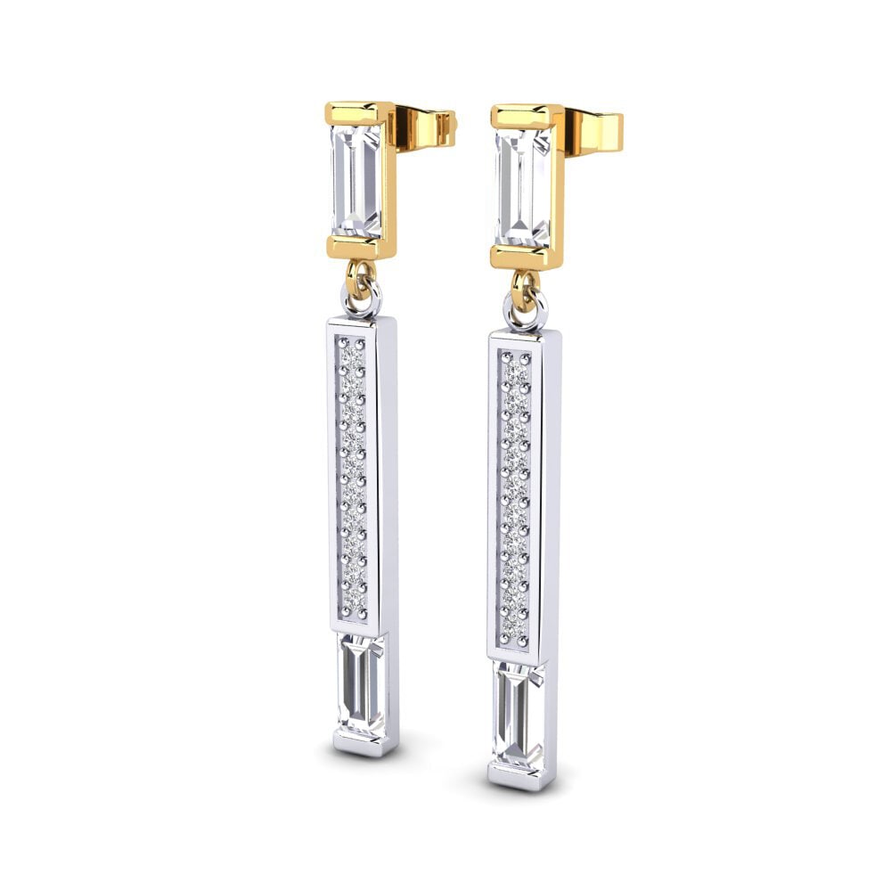 14k Oro Blanco & Amarillo Baguette Pendiente de mujer Elidia