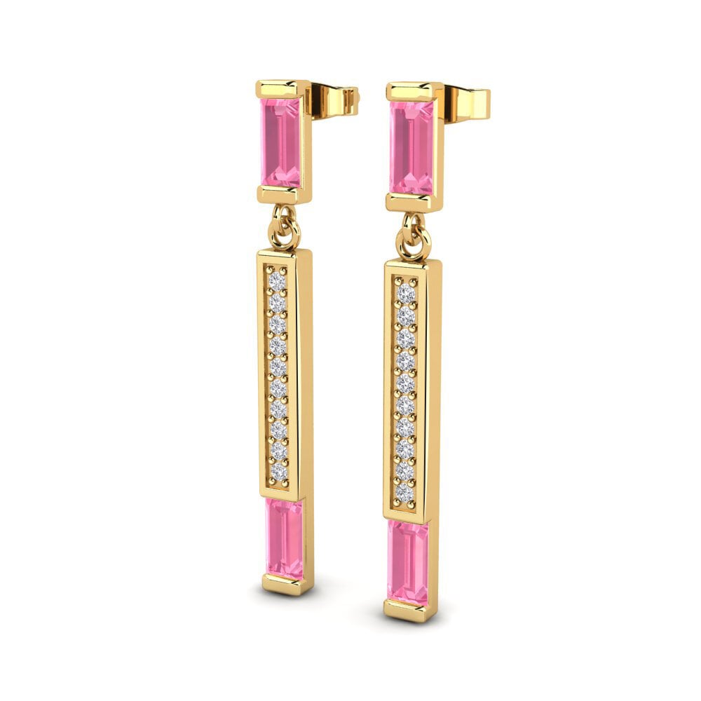 Baguette Zafiro Rosado Pendiente de mujer Elidia