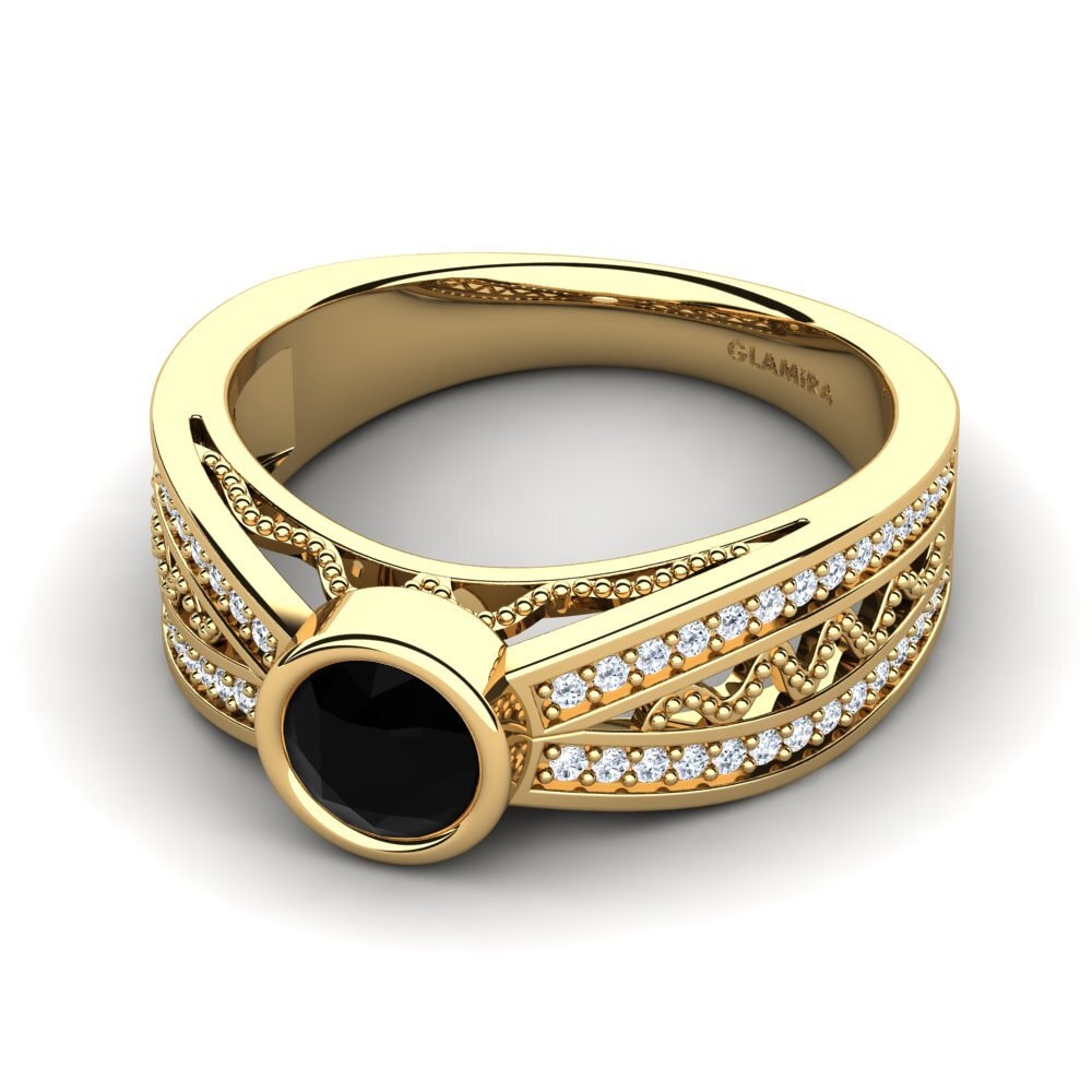 Black Diamond Engagement Ring Elienora