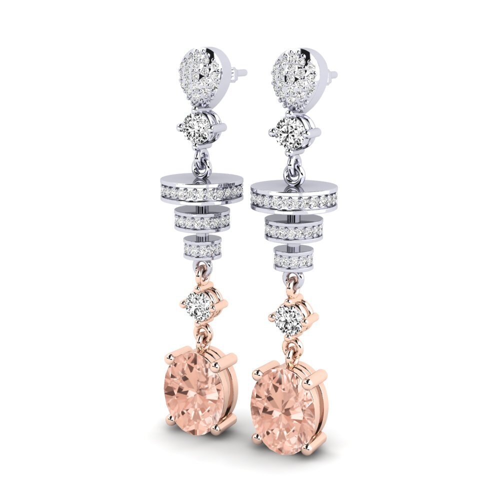 14ct White & Rose Gold Morganite Women's Earring Elio