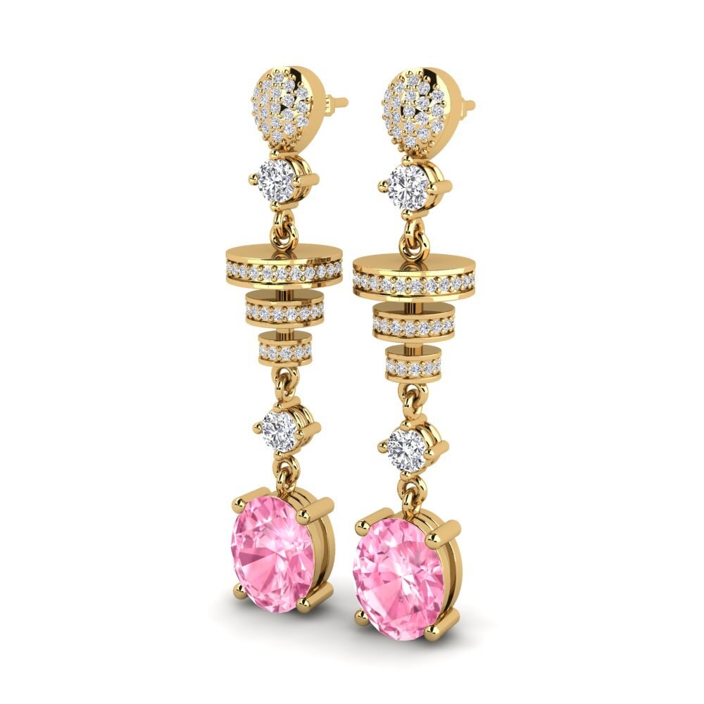 Đá Sapphire Hồng Bông tai nữ Elio