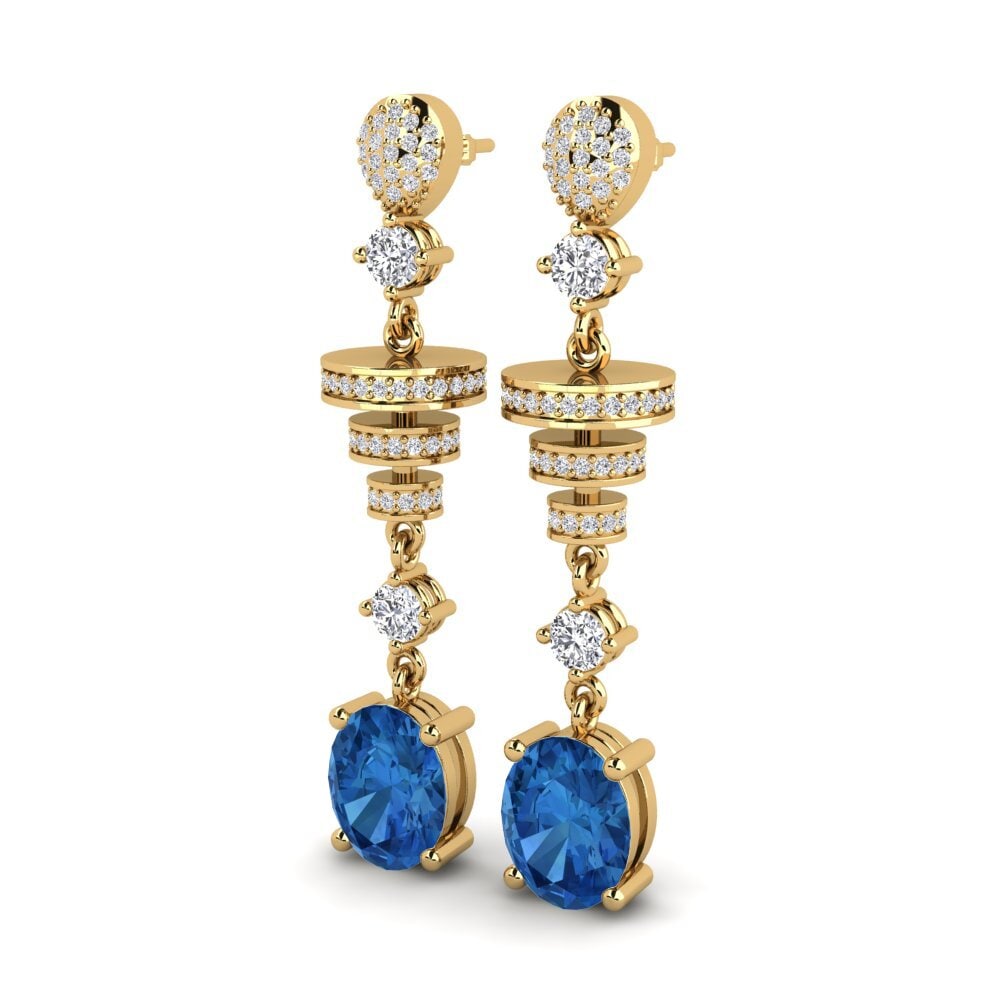 Zircônia azul escuro Brincos Feminino Elio