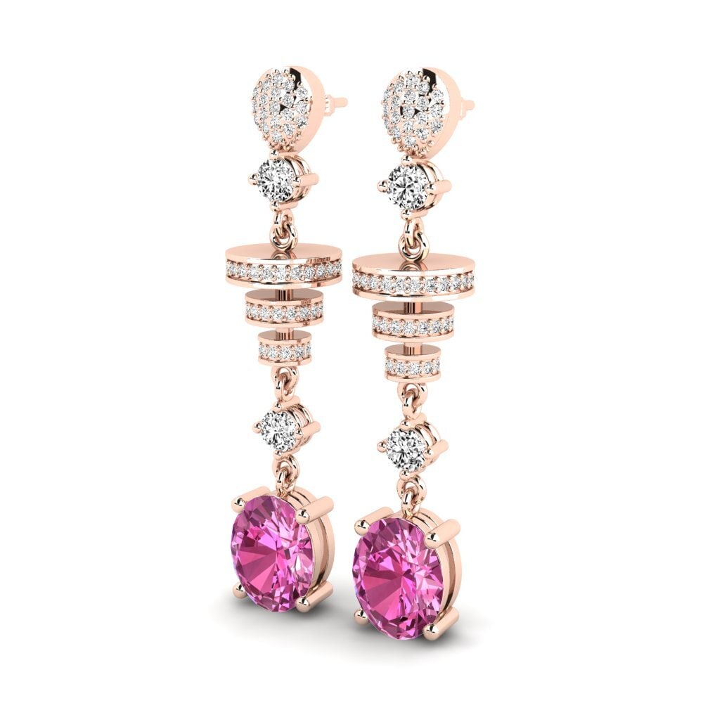 14k Oro Rosa Topacio Rosa Pendiente de mujer Elio