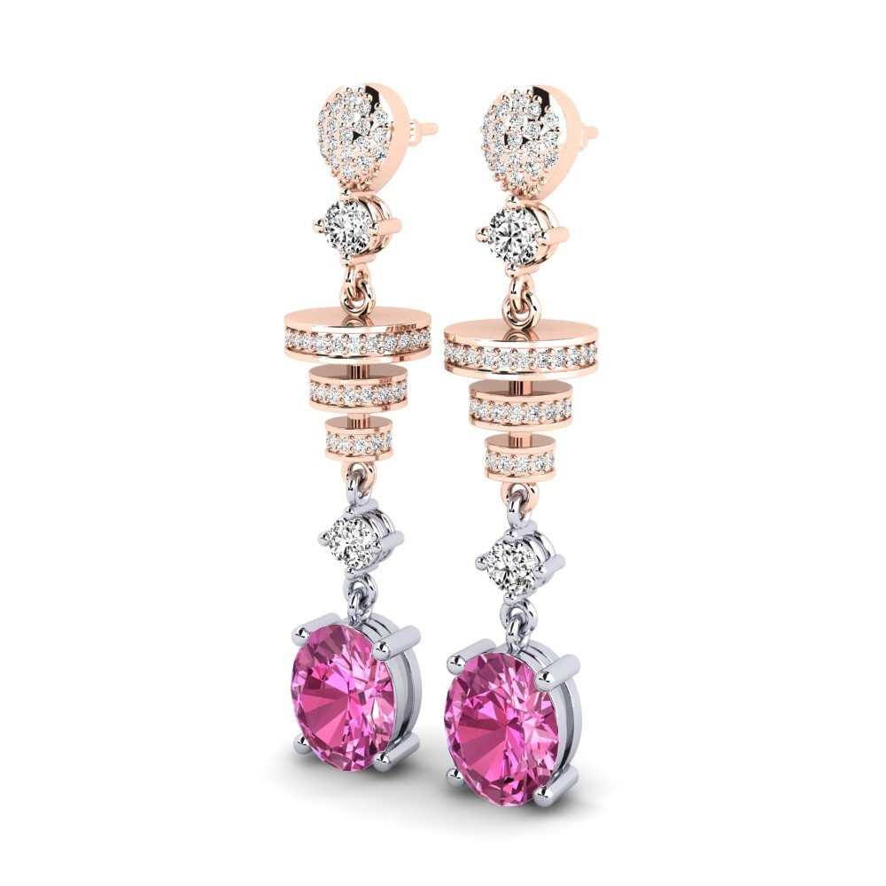 18k Oro Rosa & Blanco Topacio Rosa Pendiente de mujer Elio