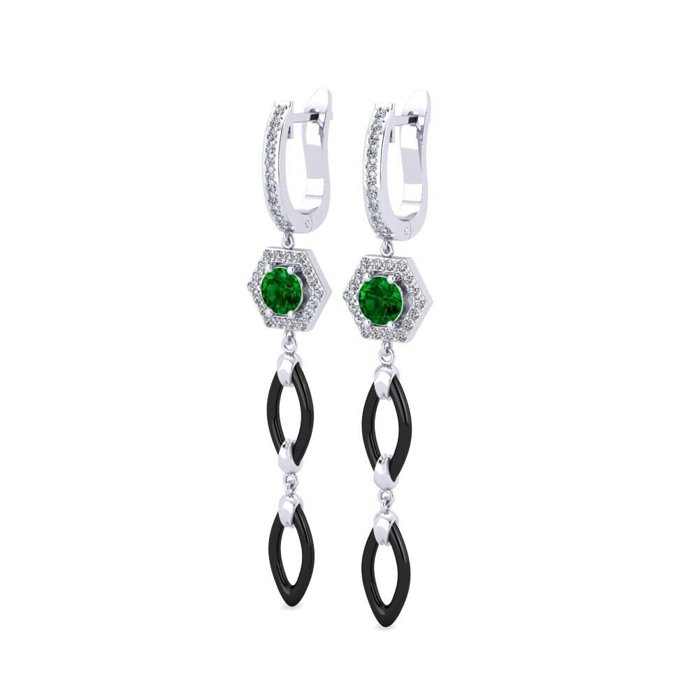White Silver Green Zirconia Women's Earring Elire