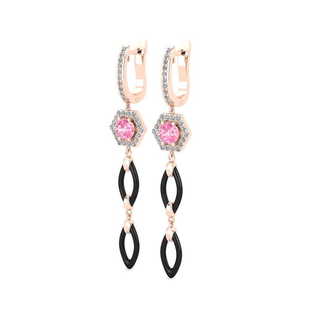 14k Oro Rosa Zafiro Rosado Pendiente de mujer Elire