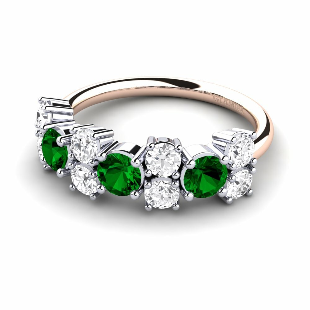 Bagues Or Rose& Blanc 18k Zircone Vert Éternité