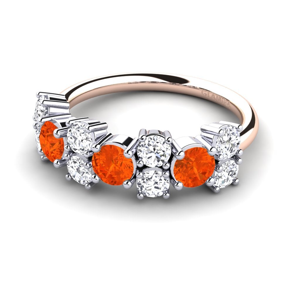 14ct Rose & White Gold Fire Opal Ring Elisha