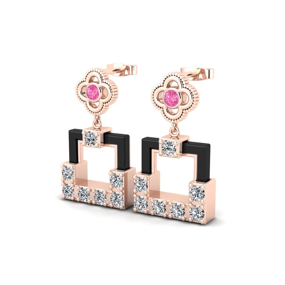 14k Oro Rosa Zafiro Rosado Pendiente de mujer Elizalde