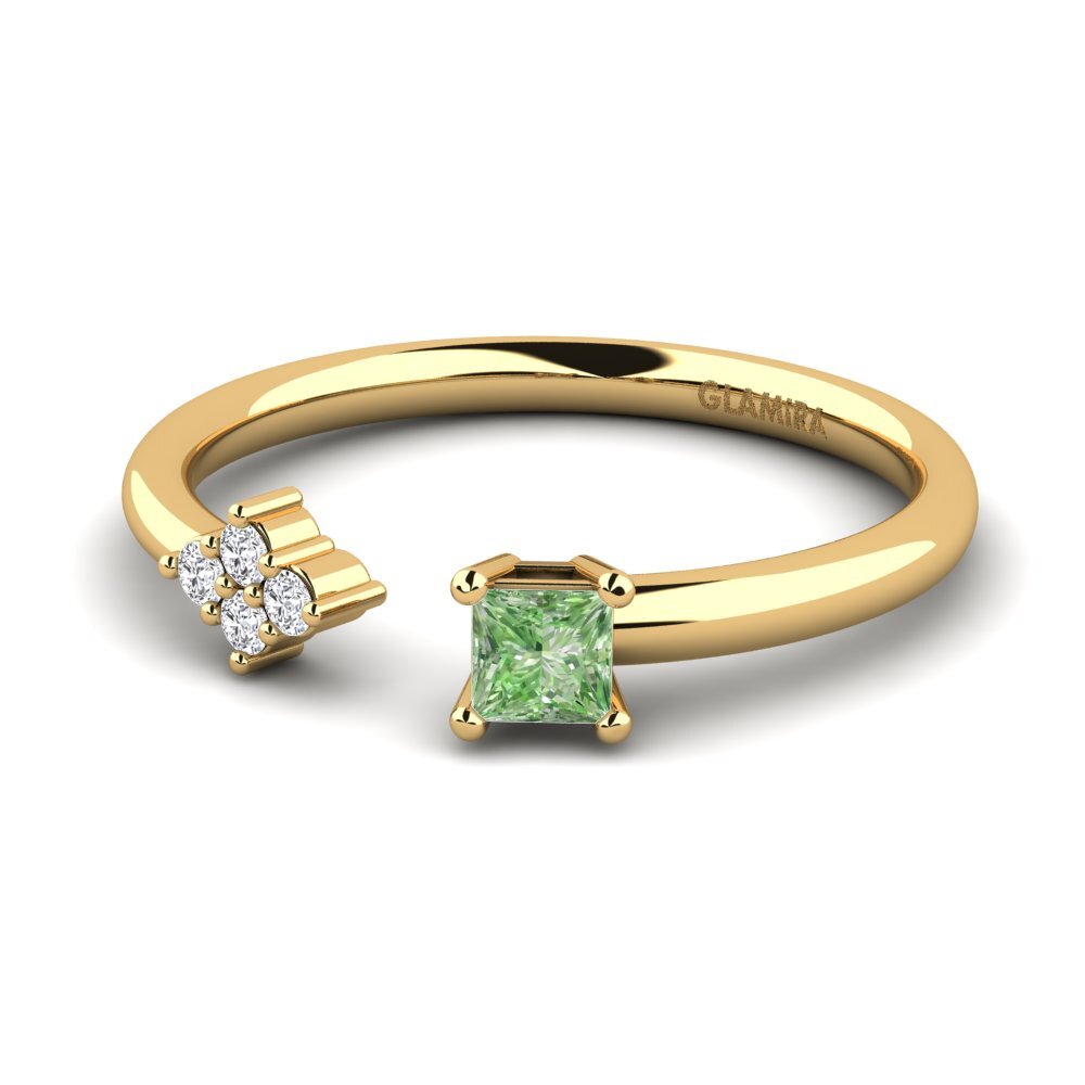 Diamante Verde Anel Elliana