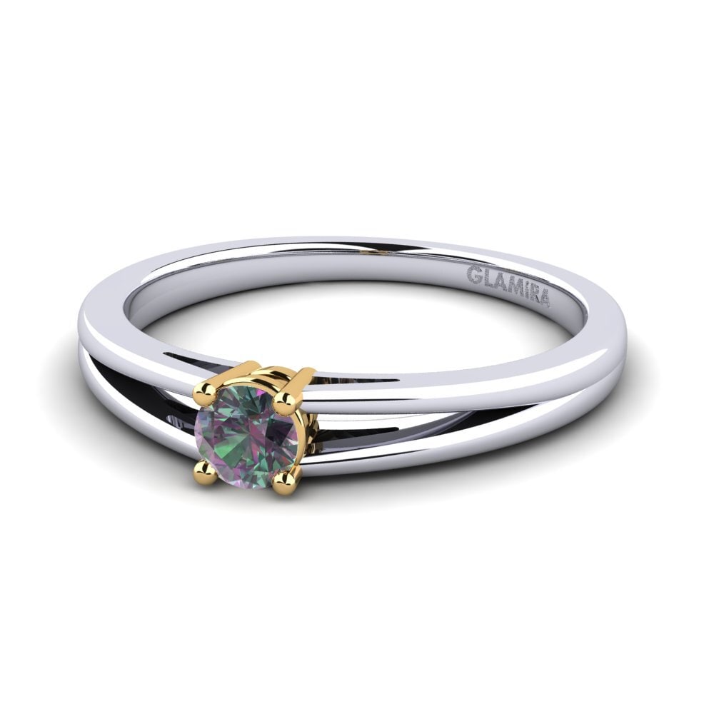 14k Oro Blanco & Amarillo Topacio Místico Anillo de compromiso Ellie