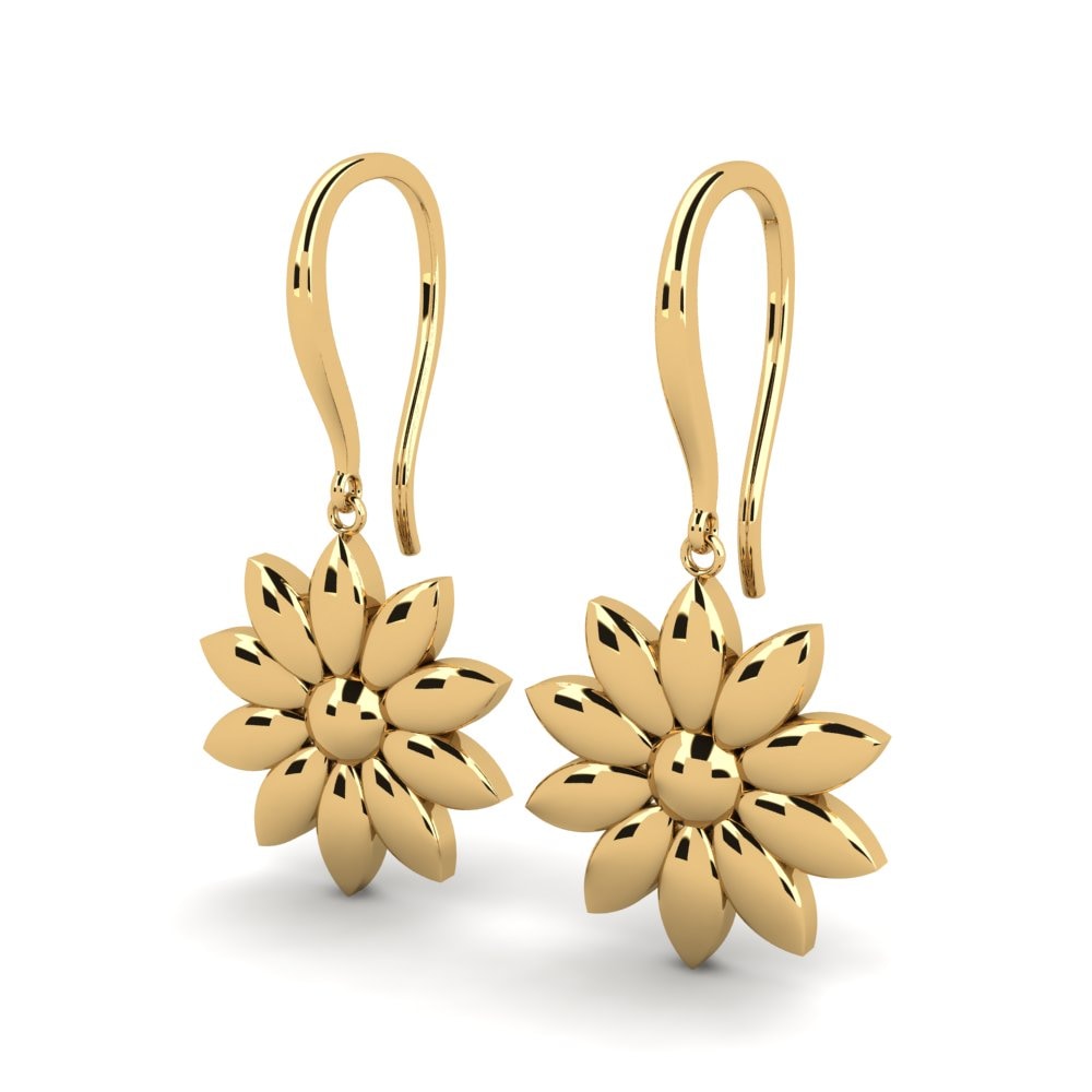 9k Oro Amarillo Pendientes Ellipsoidal