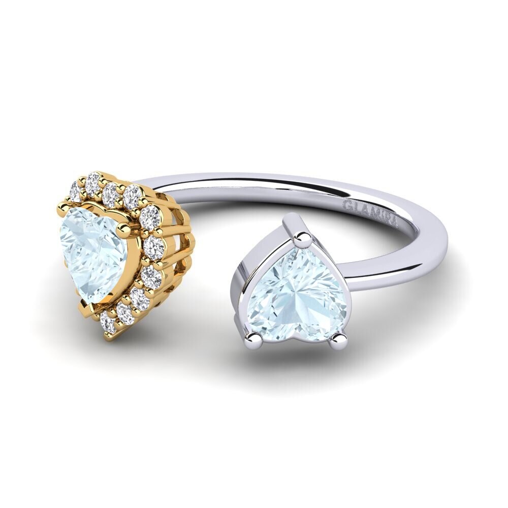 14ct White & Yellow Gold Aquamarine Women's Ring Ellish
