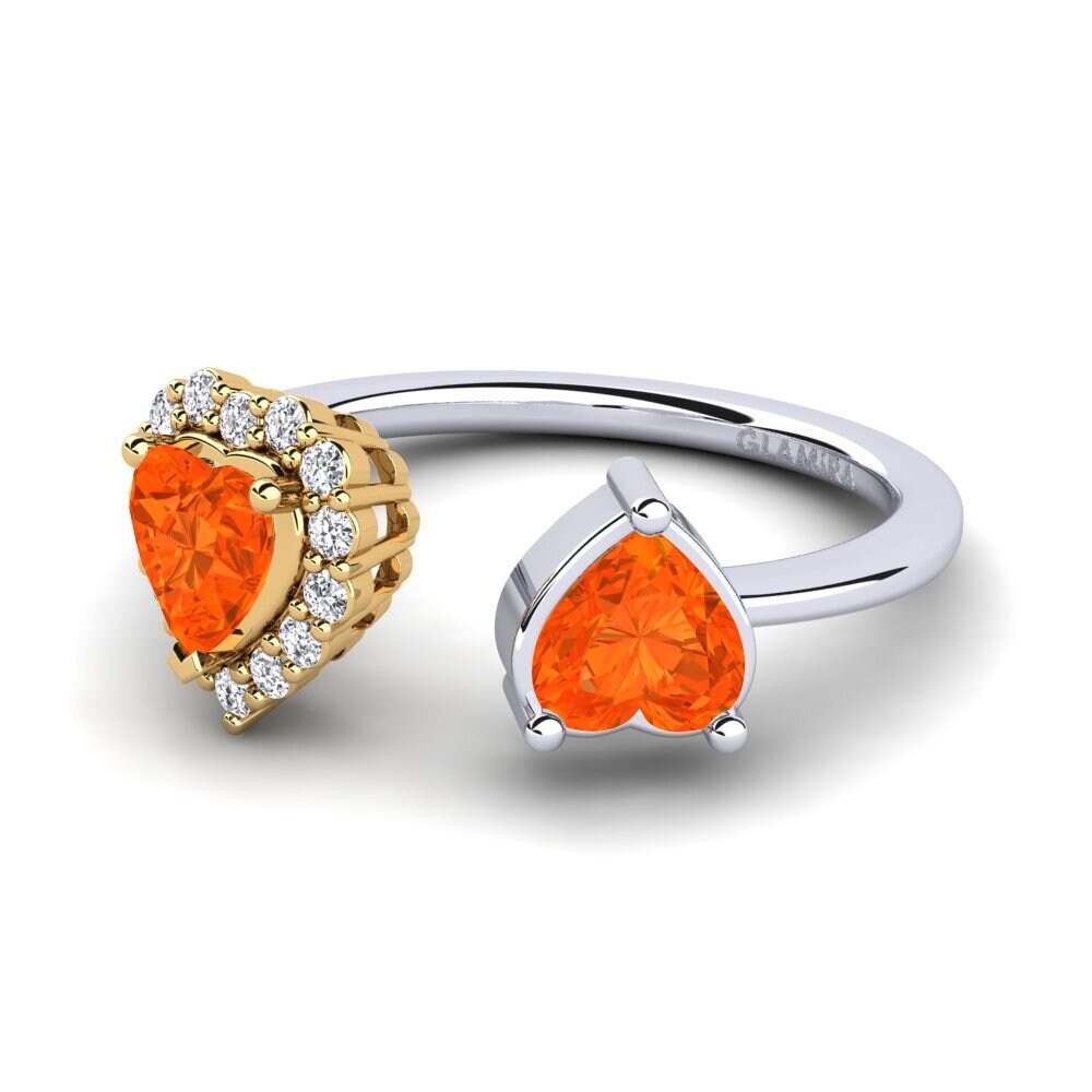 9ct White & Yellow Gold Fire Opal Women's Ring Ellish
