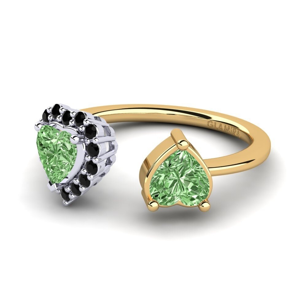 18ct Yellow & White Gold Green Diamond Women's Ring Ellish
