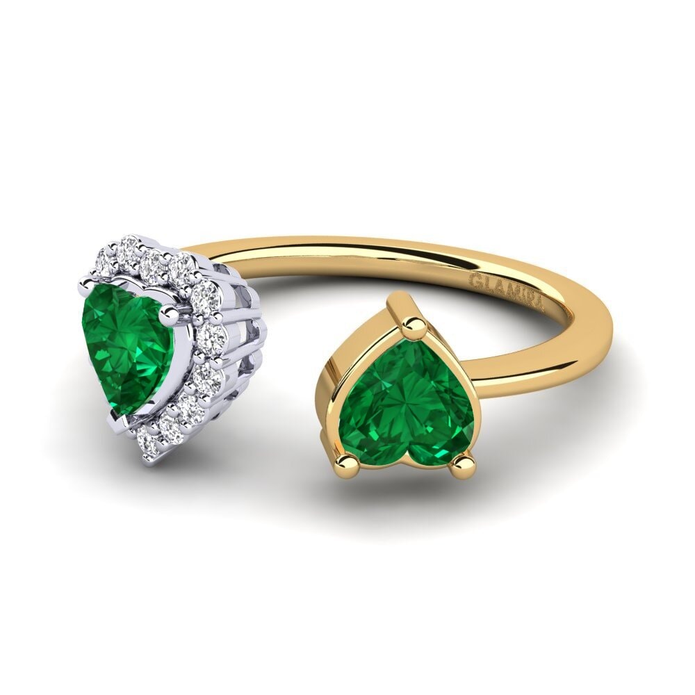 18ct Yellow & White Gold Emerald (Lab Created) Women's Ring Ellish