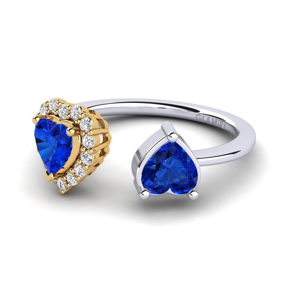 18ct White & Yellow Gold Sapphire (Lab Created) Women's Ring Ellish