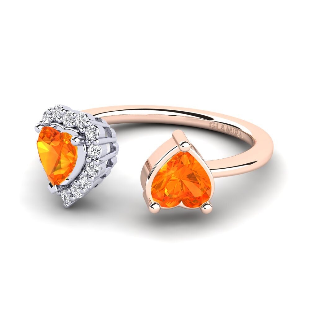 18ct Rose & White Gold Orange Sapphire Women's Ring Ellish