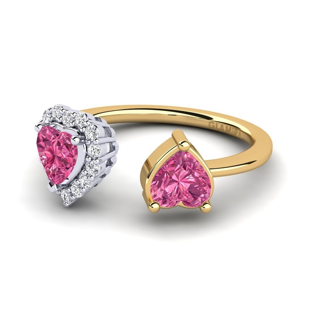 14ct Yellow & White Gold Pink Tourmaline Women's Ring Ellish