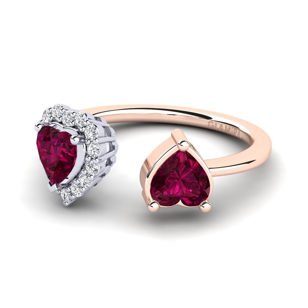 18ct Rose & White Gold Rhodolite Garnet Women's Ring Ellish