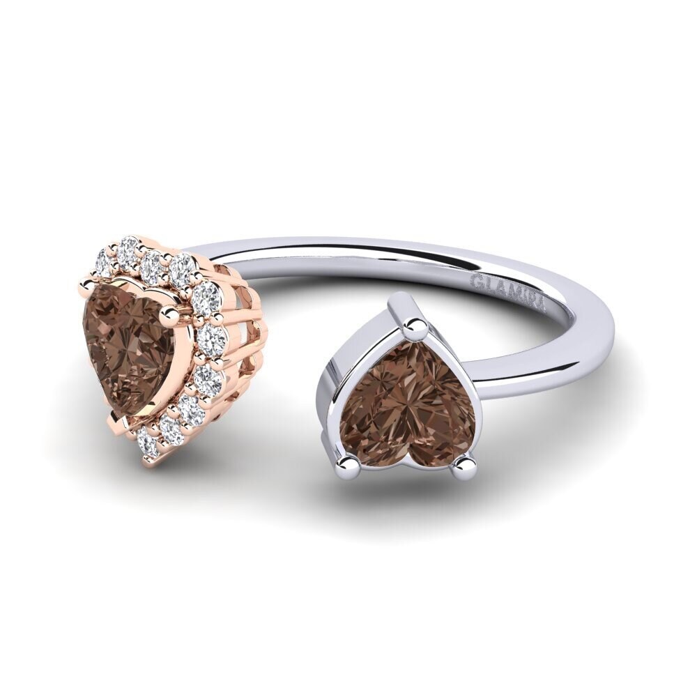 9ct White & Rose Gold Smoky Quartz Women's Ring Ellish