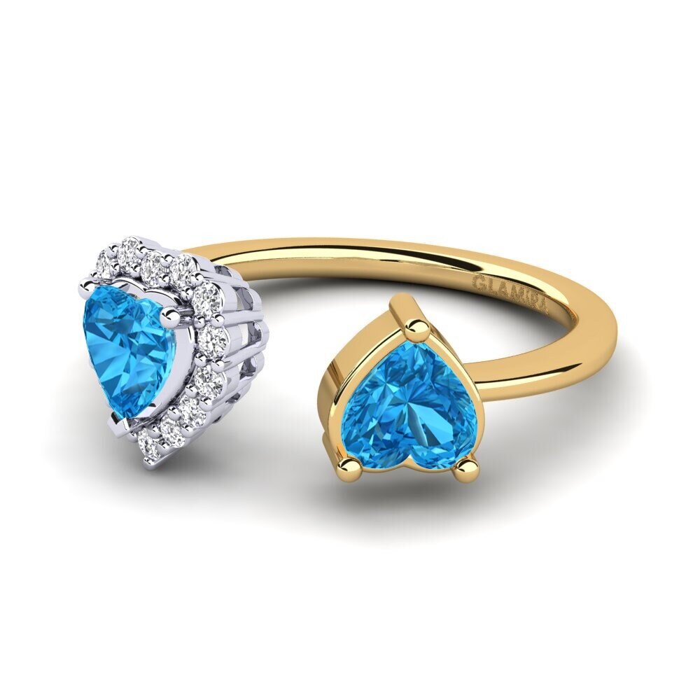 18ct Yellow & White Gold Blue Topaz Women's Ring Ellish