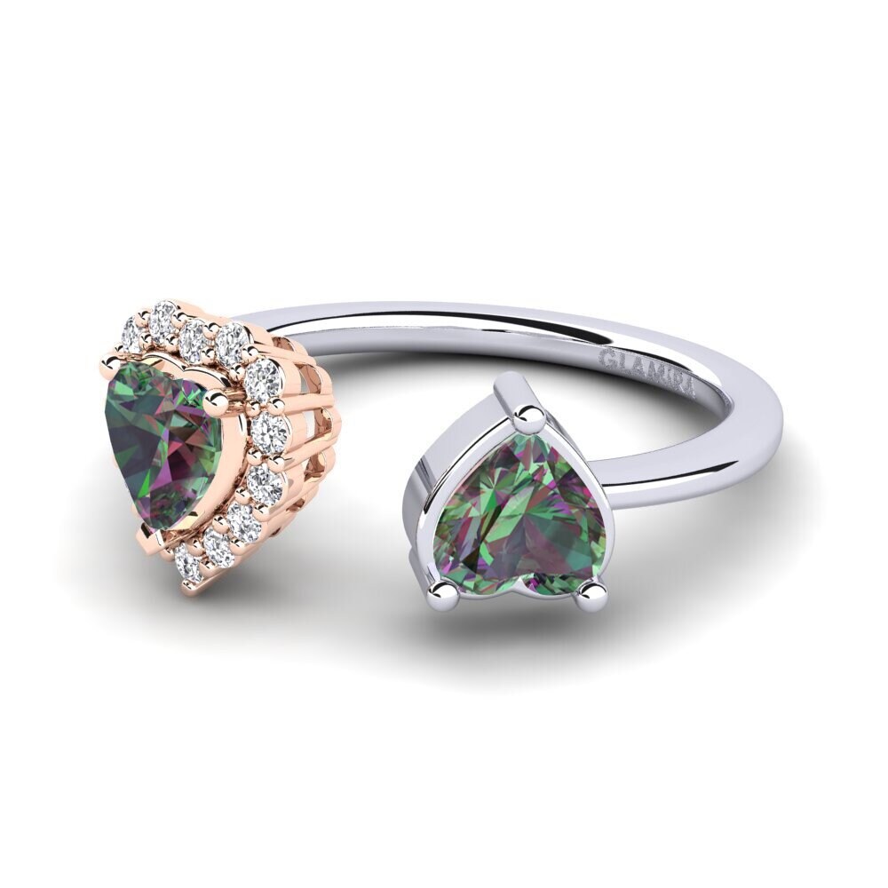 18ct White & Rose Gold Mystic Topaz Women's Ring Ellish