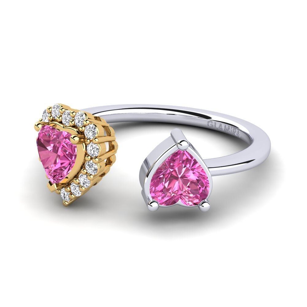 14ct White & Yellow Gold Pink Topaz Women's Ring Ellish