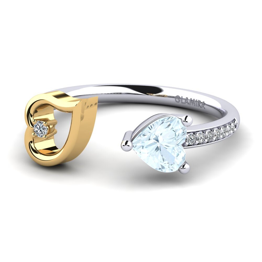 14ct White & Yellow Gold Aquamarine Ring Ellura