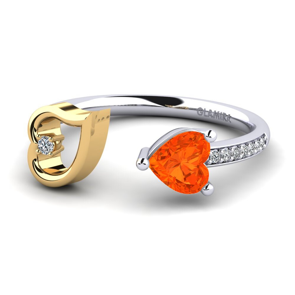 9ct White & Yellow Gold Fire Opal Ring Ellura