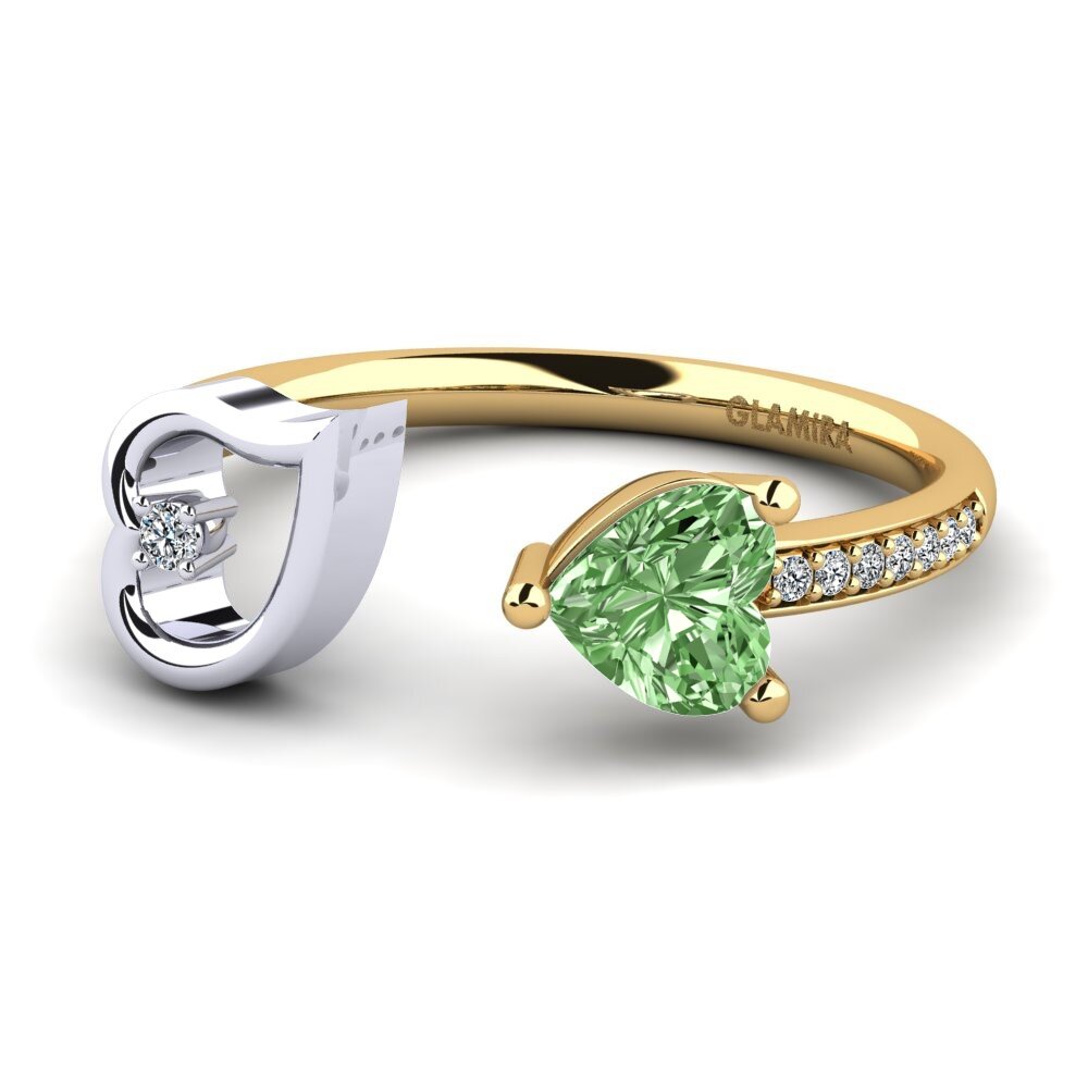 18ct Yellow & White Gold Green Diamond Ring Ellura