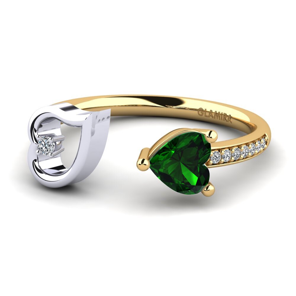 14ct Yellow & White Gold Green Tourmaline Ring Ellura