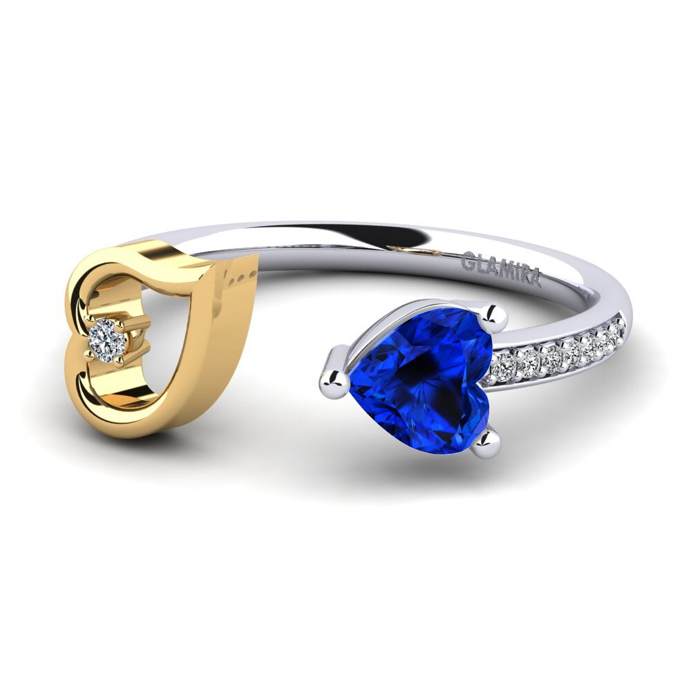 18ct White & Yellow Gold Sapphire (Lab Created) Ring Ellura