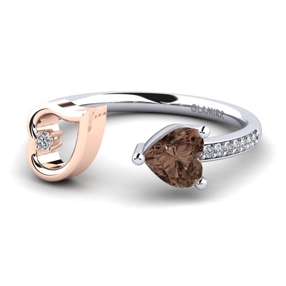 9ct White & Rose Gold Smoky Quartz Ring Ellura