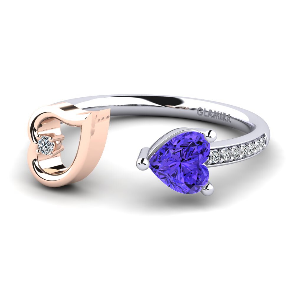 14ct White & Rose Gold Tanzanite Ring Ellura