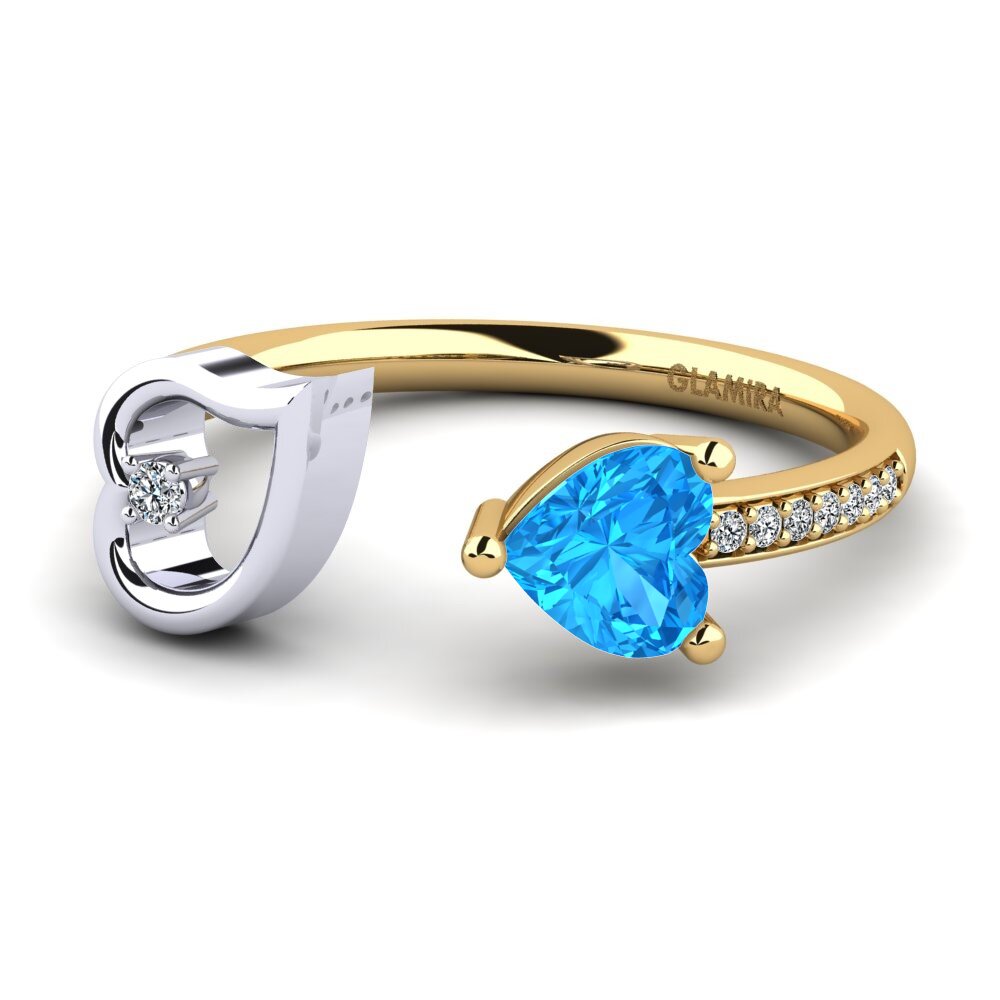 18ct Yellow & White Gold Blue Topaz Ring Ellura