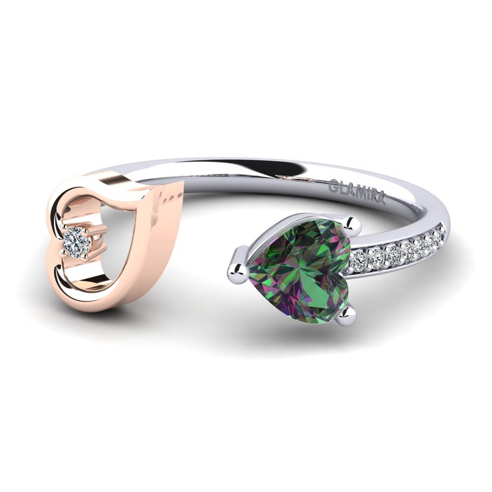 18ct White & Rose Gold Mystic Topaz Ring Ellura