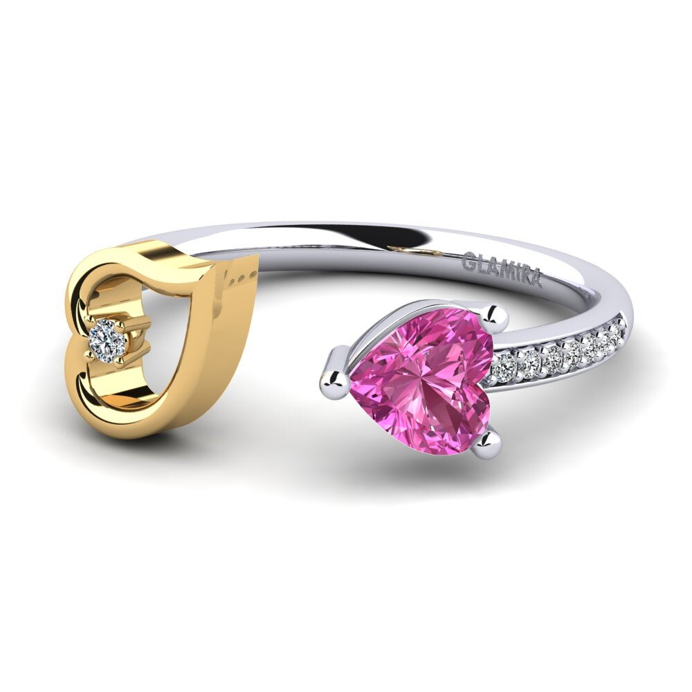 14ct White & Yellow Gold Pink Topaz Ring Ellura